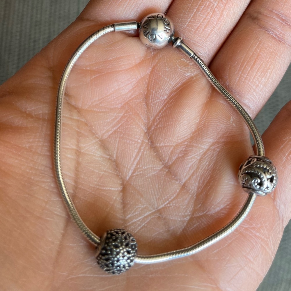 Retired Pandora Essence Snake Bracelet W/ 2 Essen… - image 2